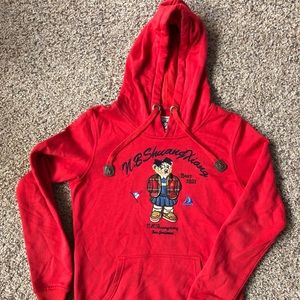 Vintage schoolgirl bear child’s red hoodie
